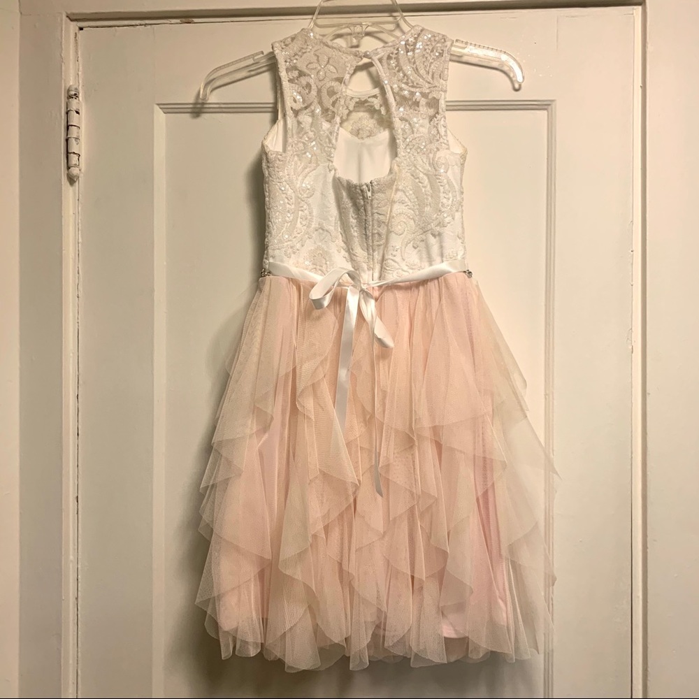 Embroidered Mesh Cascade Dress - Picture 2 of 8